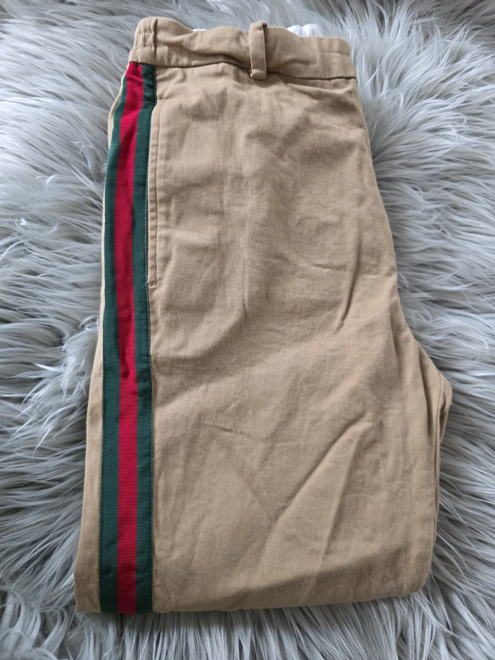 Gucci Tan Chinos with Red & Green Side Stripes Uzed Size 10 Boys